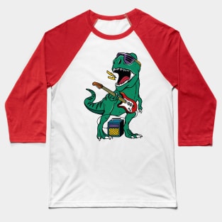 Rockin' T-Rex: Electric Guitar-Wielding Dinosaur Baseball T-Shirt